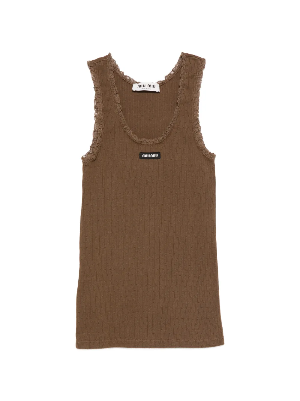 Miu Miu lace-trim tank top - Marrone