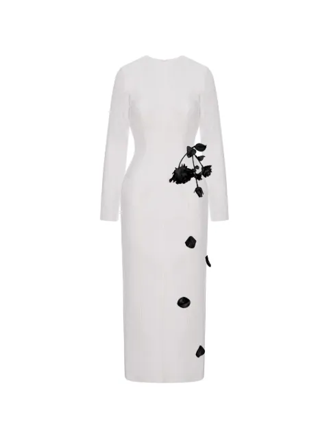 Cristina Savulescu rose-appliqué long-sleeves midi dress
