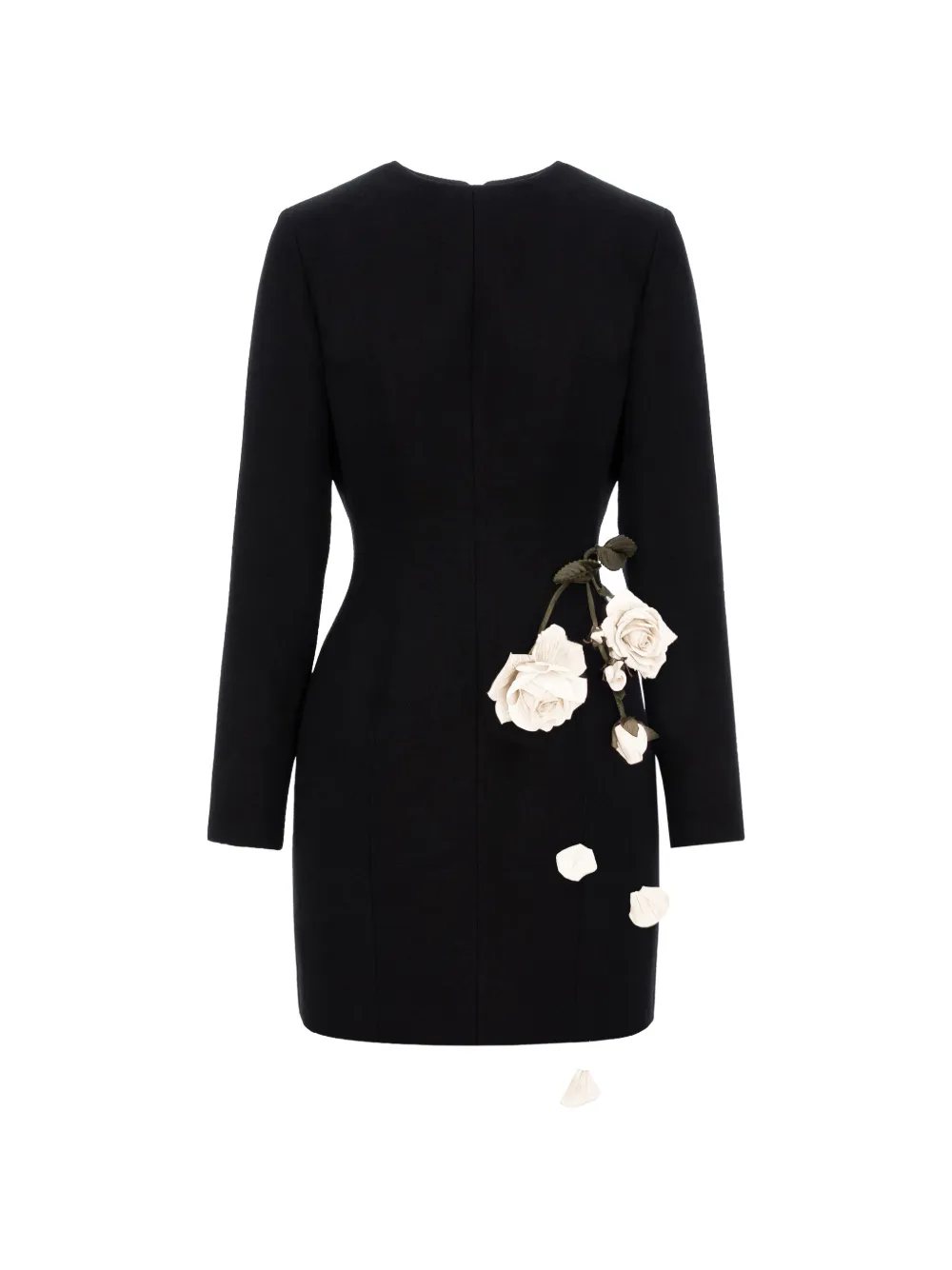 Cristina Savulescu rose-appliqué long-sleeves mini dress - Nero