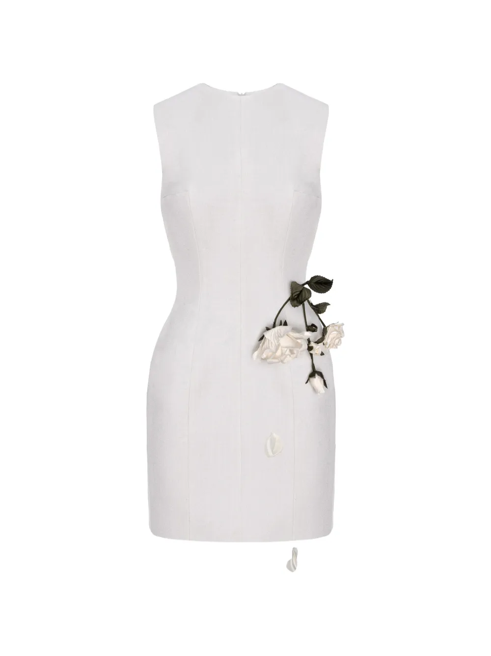 Cristina Savulescu rose-appliqué sleeveless mini dress - Bianco