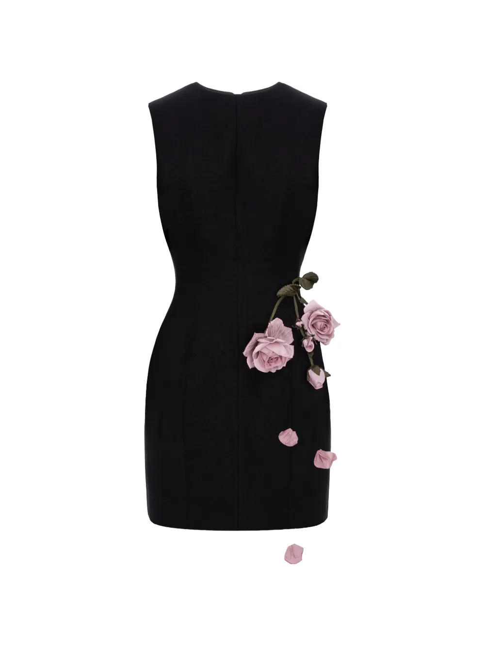 Cristina Savulescu rose-appliqué sleeveless mini dress - Black