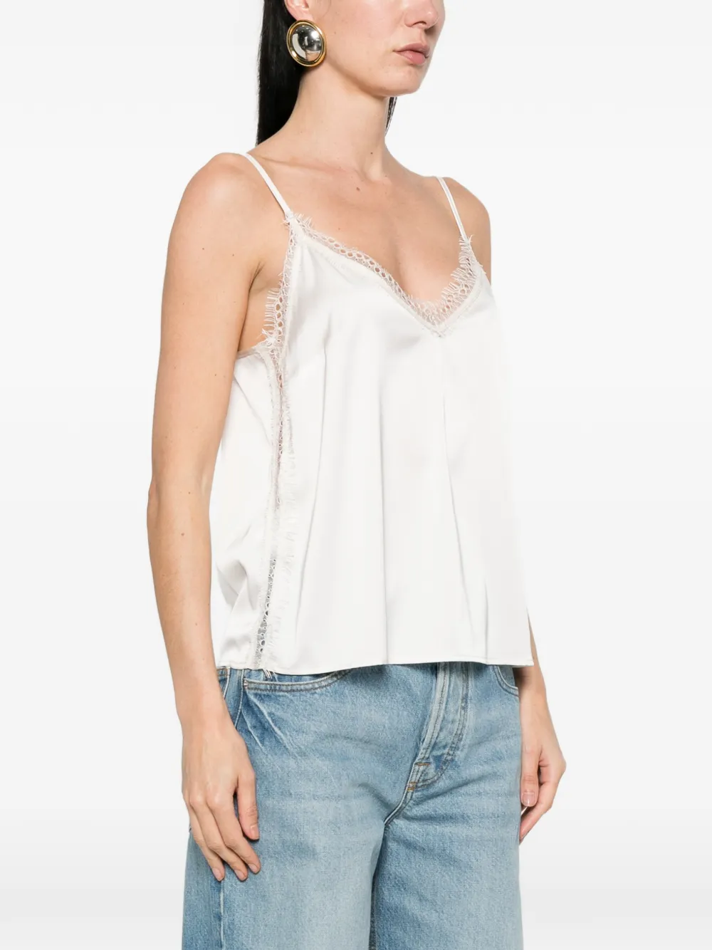  Imperial Lace V-neck Top - Neutrals 