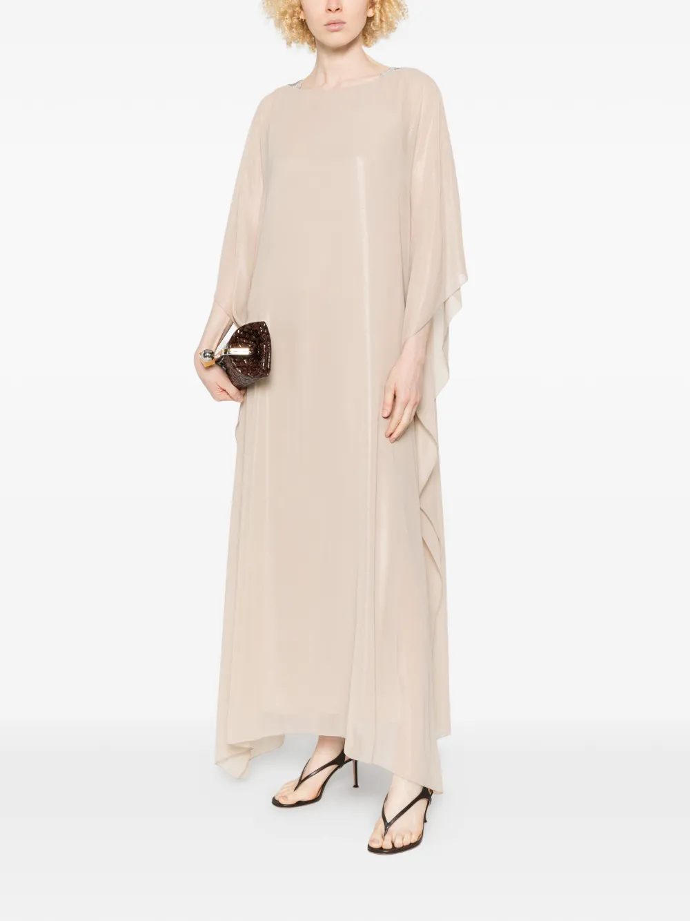 Peserico Maxi-jurk met ronde hals Beige
