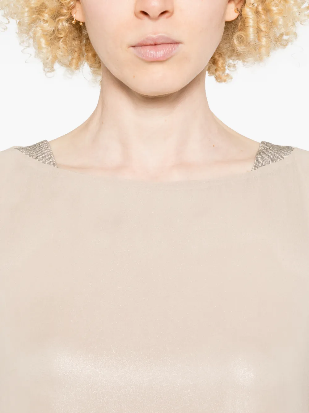Peserico Maxi-jurk met ronde hals Beige