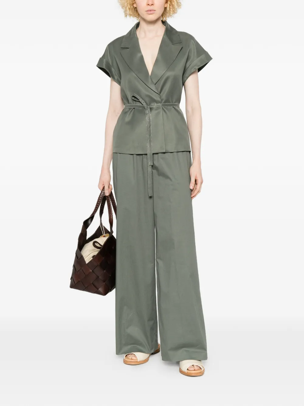 Peserico Broek met elastische tailleband Groen