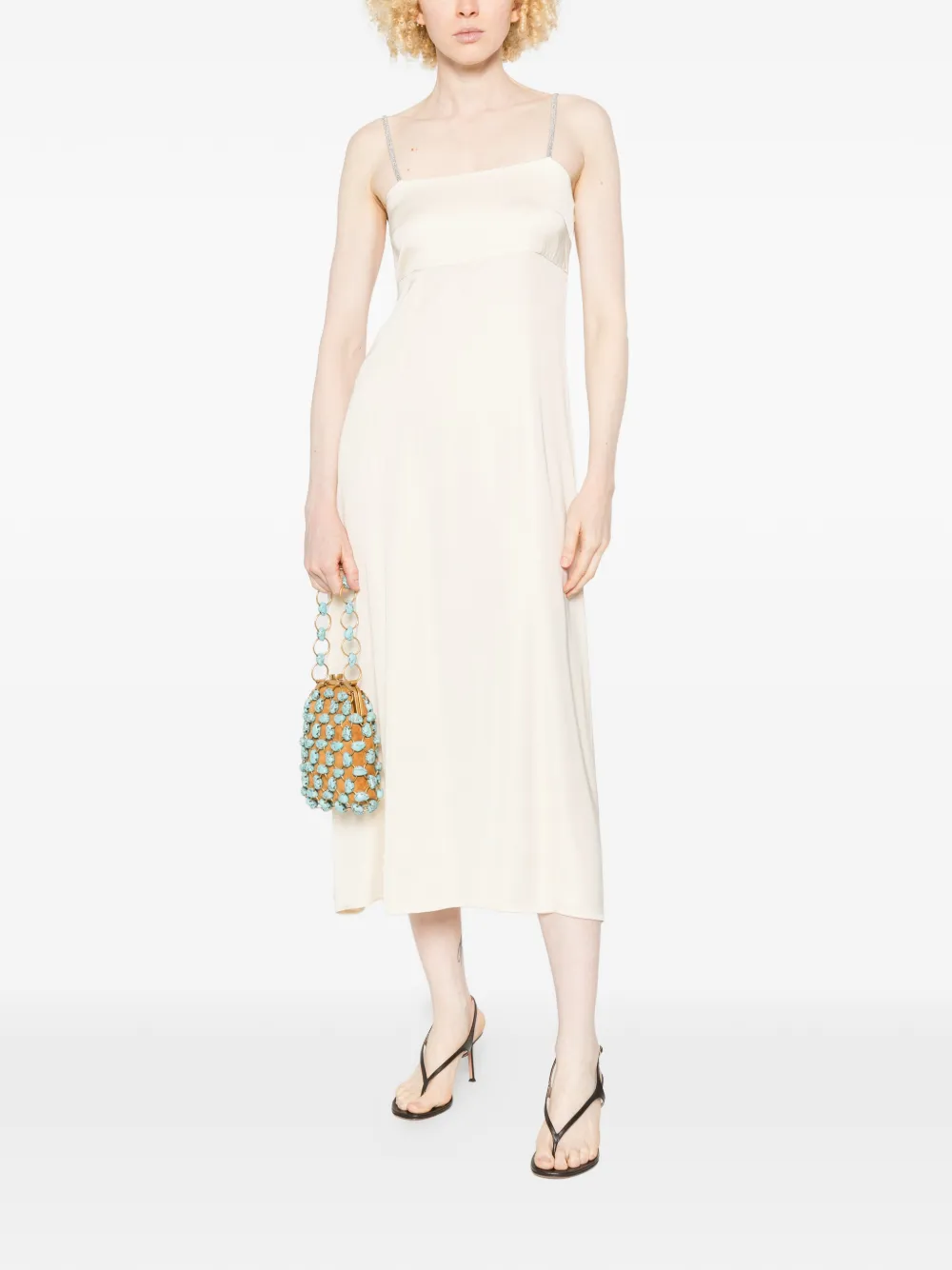 Peserico Satijnen midi-jurk Beige