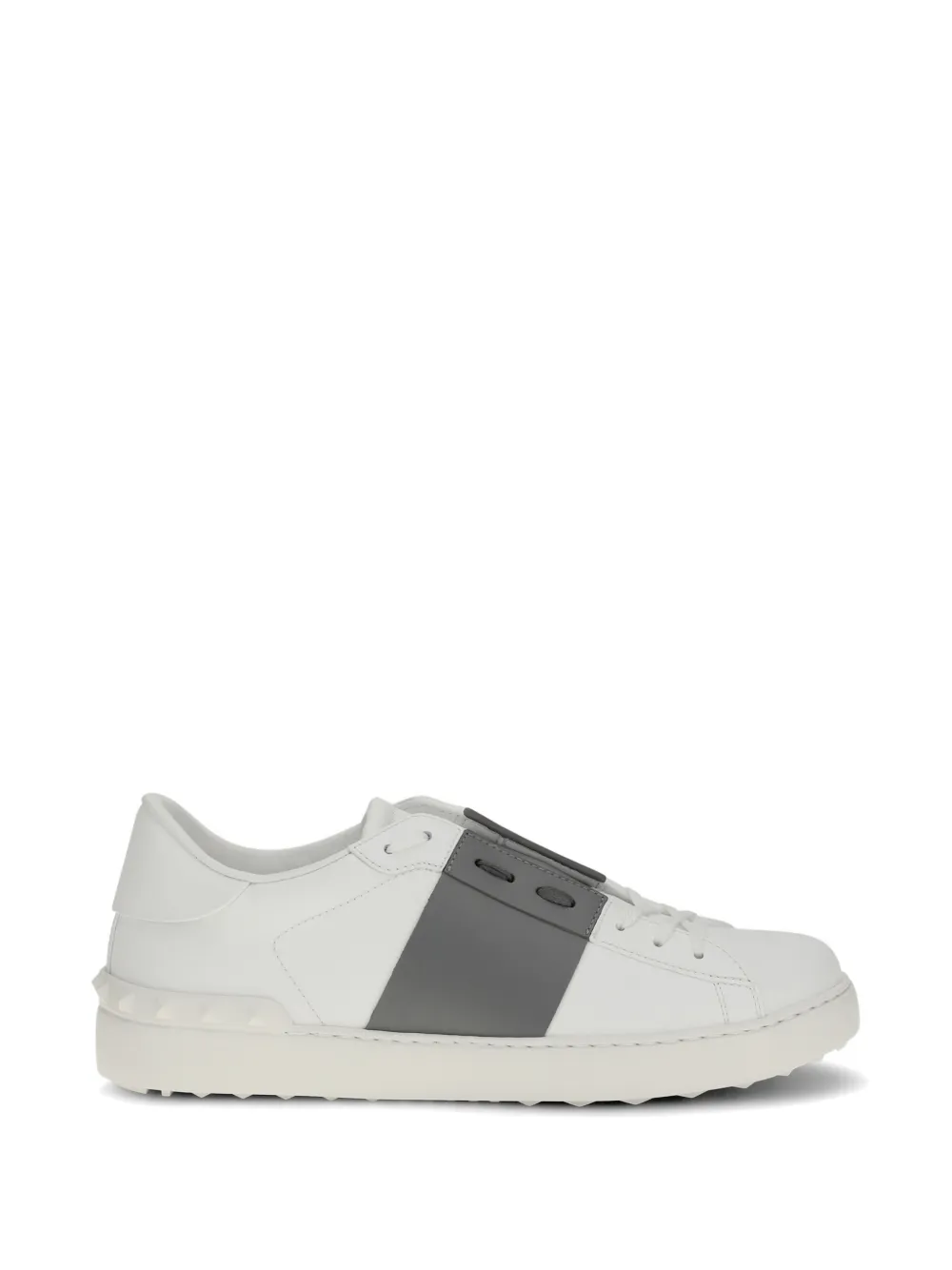 Valentino Garavani studded stripe leather sneakers - Bianco