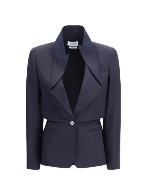 Alexander McQueen collarless wool blazer
