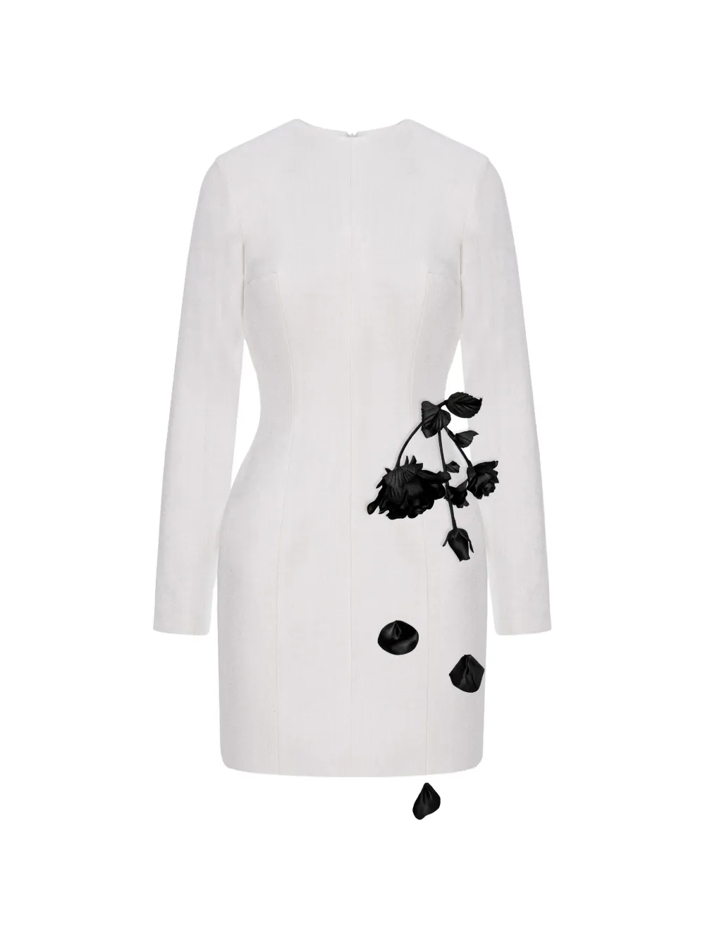 Cristina Savulescu rose-appliqué long-sleeves mini dress - Bianco