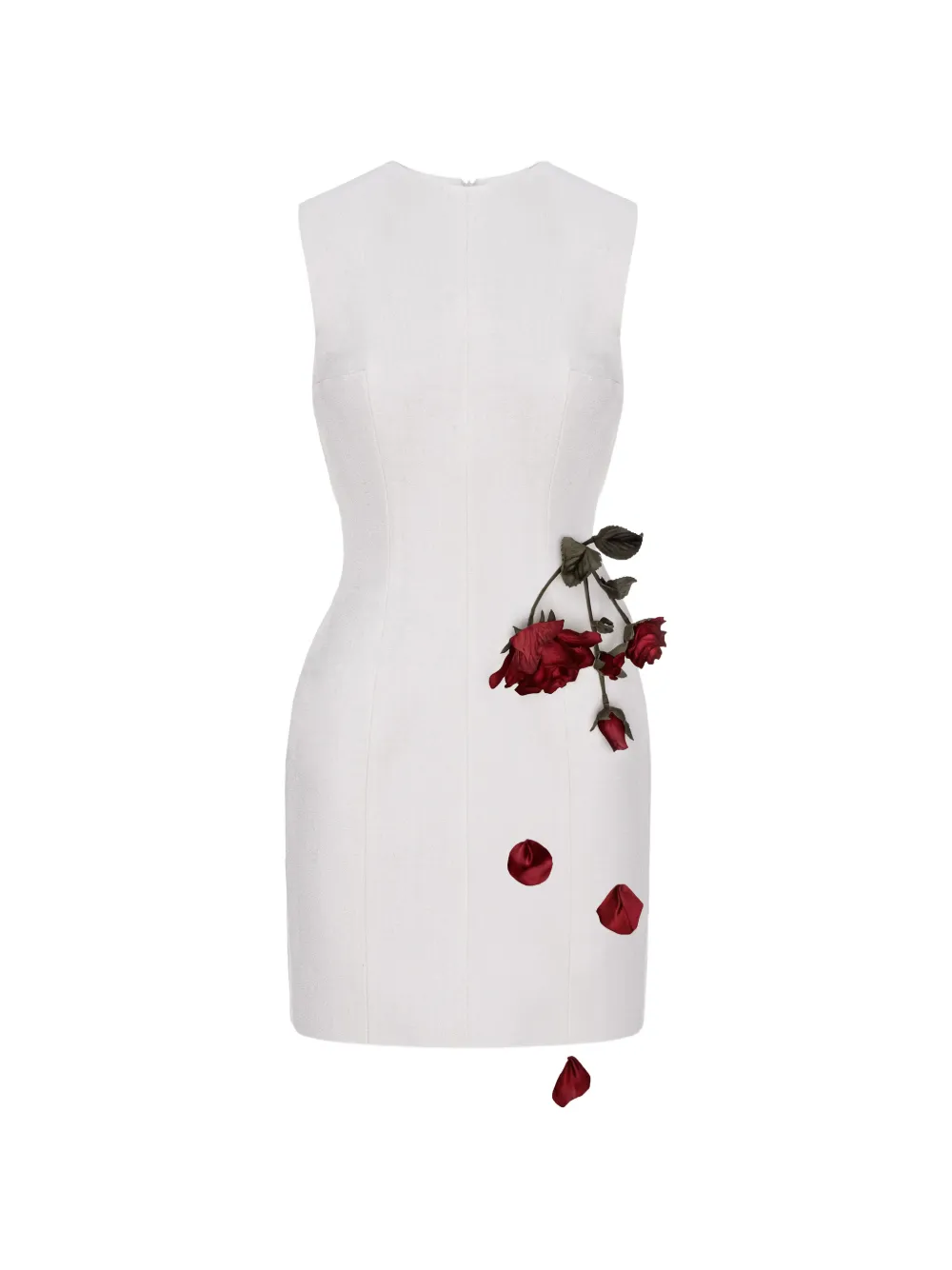 Cristina Savulescu rose-appliqué sleeveless mini dress - Bianco
