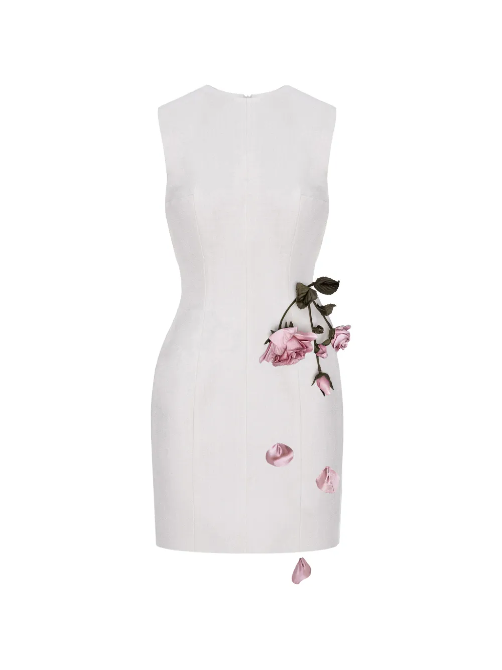 Cristina Savulescu rose-appliqué sleeveless mini dress - Bianco