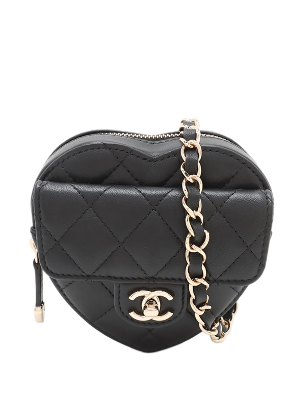 CHANEL Pre-Owned 2021 Mini Lambskin CC in Love Heart belt bag - Nero