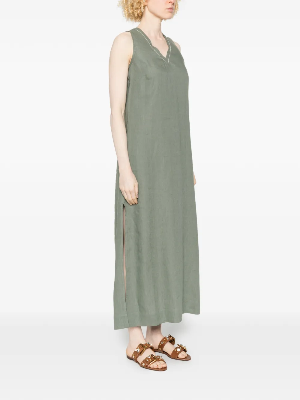 Peserico Midi-jurk met V-hals Groen