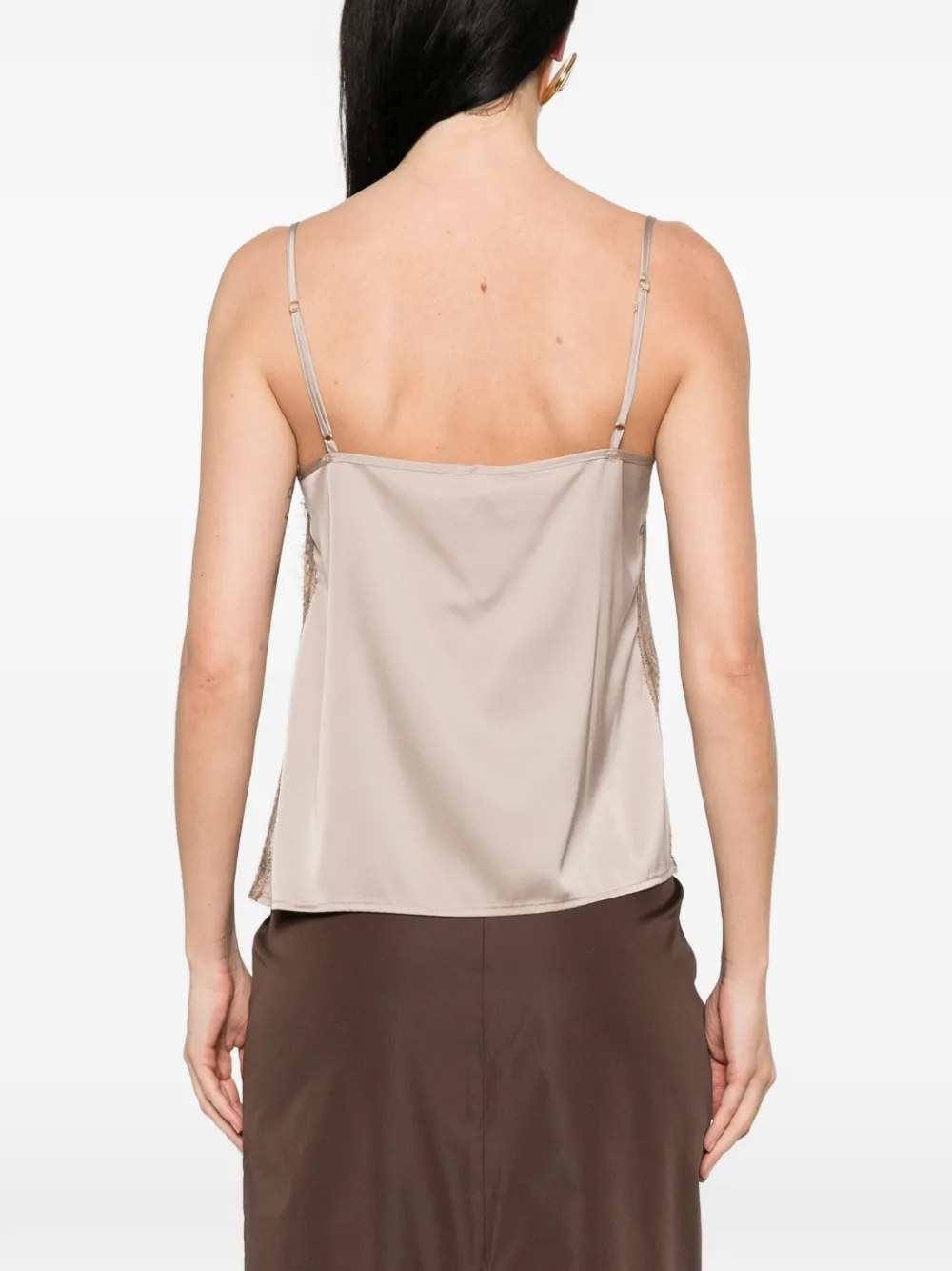 IMPERIAL Top met kant en V-hals Beige