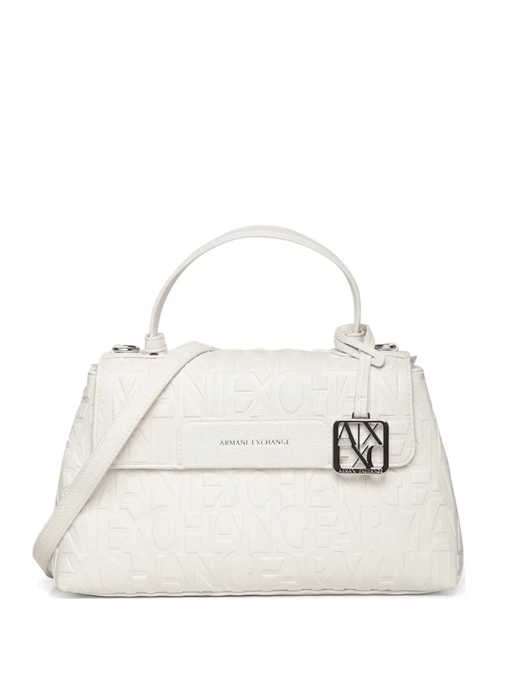 Armani Exchange Borsa goffrata con manico - Bianco