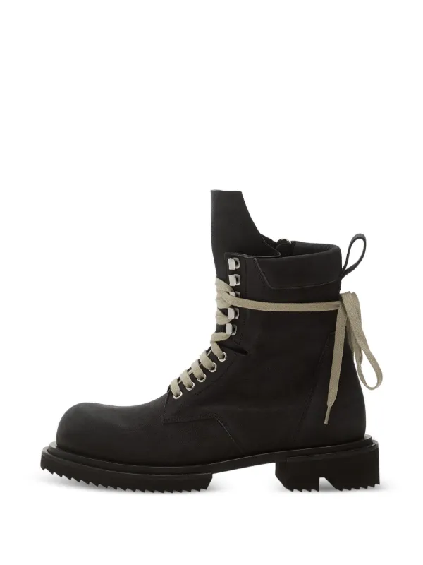 Rick Owens Temple Low Army Gabe Boots In Waxy Nubuck | Black