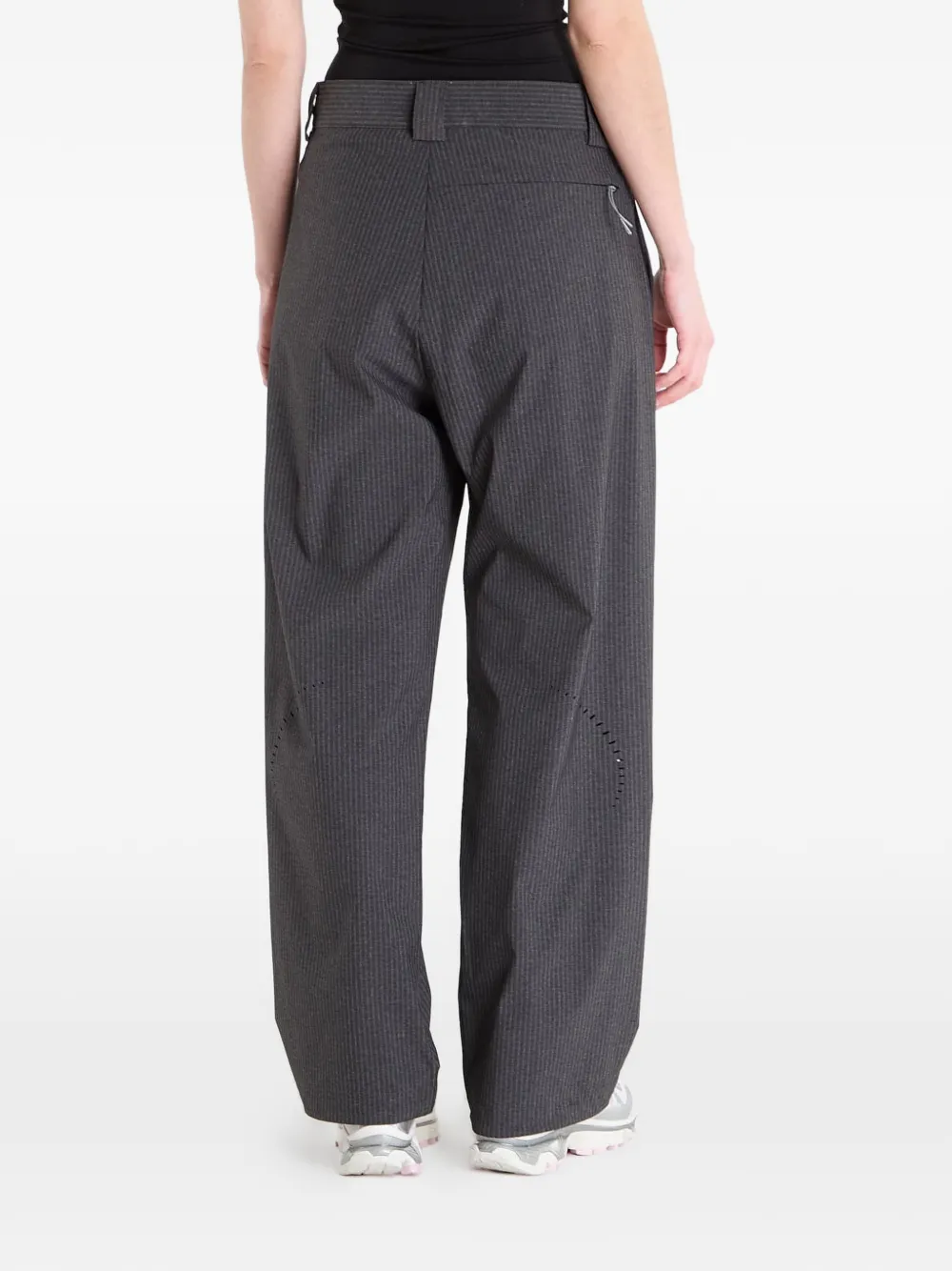 ROA Broek met krijtstreep en logo Grijs