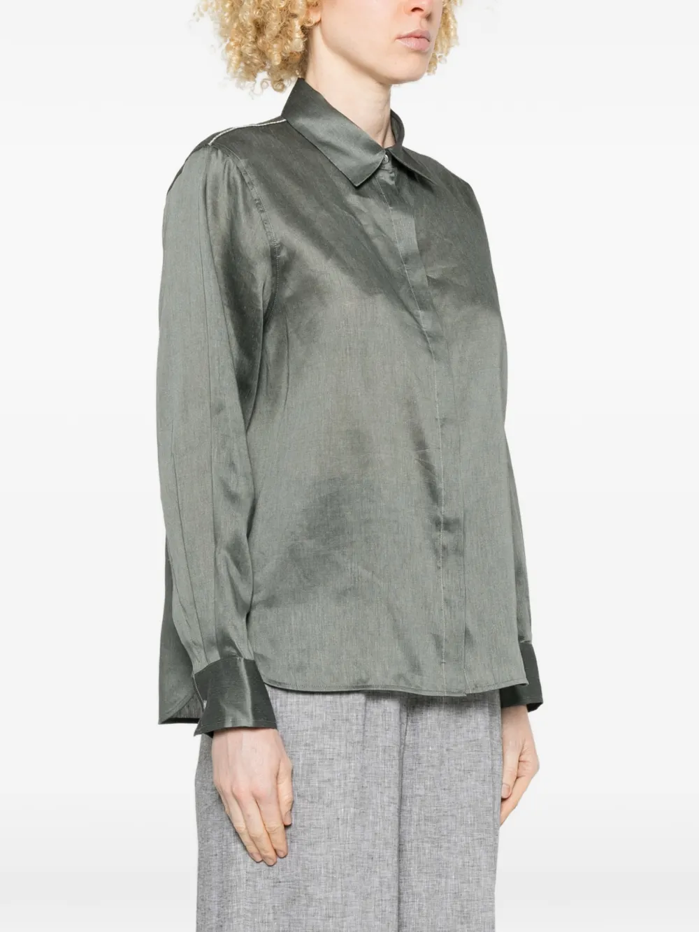 Peserico Blouse met verfraaide afwerking Groen