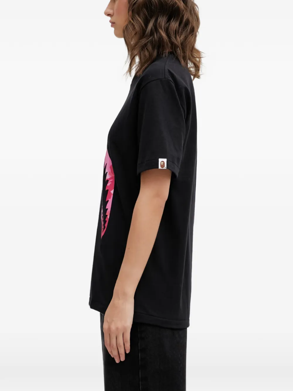 A BATHING APE shark-print T-shirt Zwart