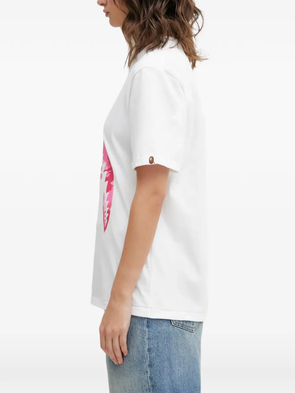 A BATHING APE Camo Shark T-shirt met grafische print Wit