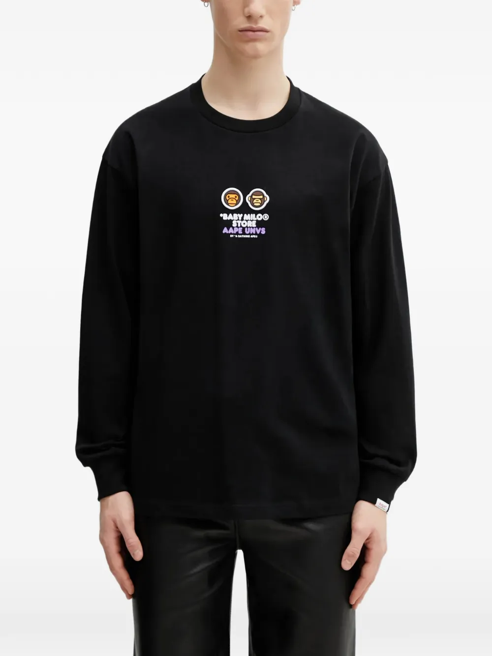 AAPE BY *A BATHING APE® Baby Milo graphic-print long-sleeve T-shirt - Nero
