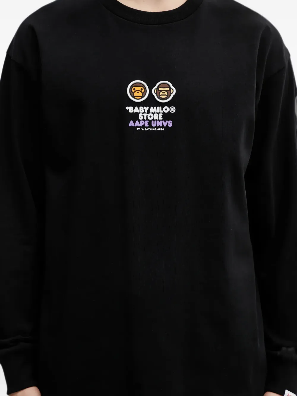AAPE BY *A BATHING APE Baby Milo T-shirt met lange mouwen en grafische print Zwart