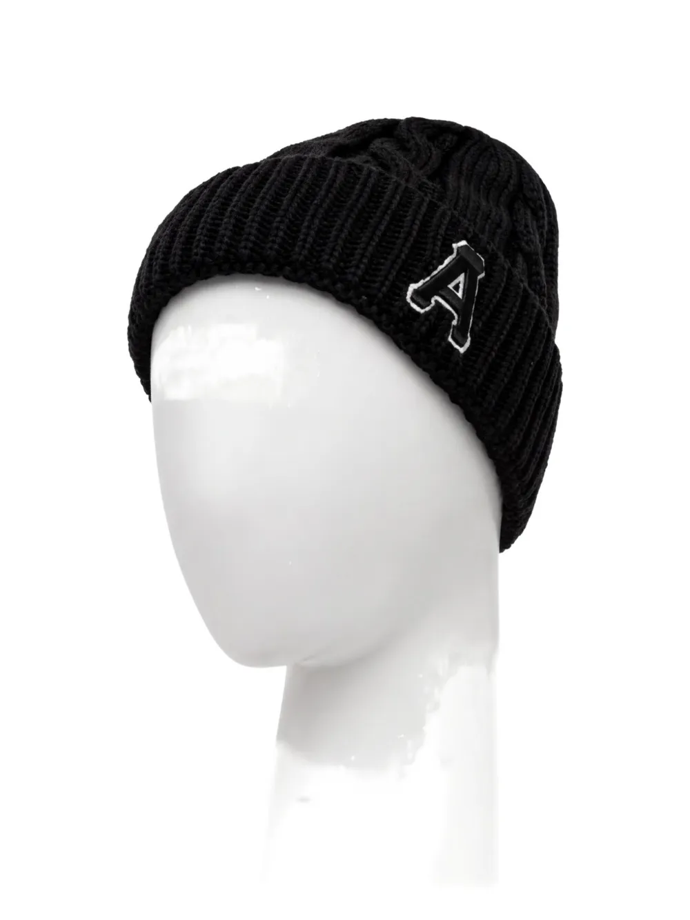 AAPE BY *A BATHING APE® cable-knit logo-patch beanie hat - Nero
