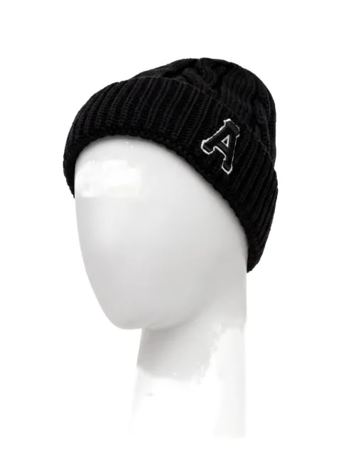 AAPE BY *A BATHING APE® cable-knit logo-patch beanie hat