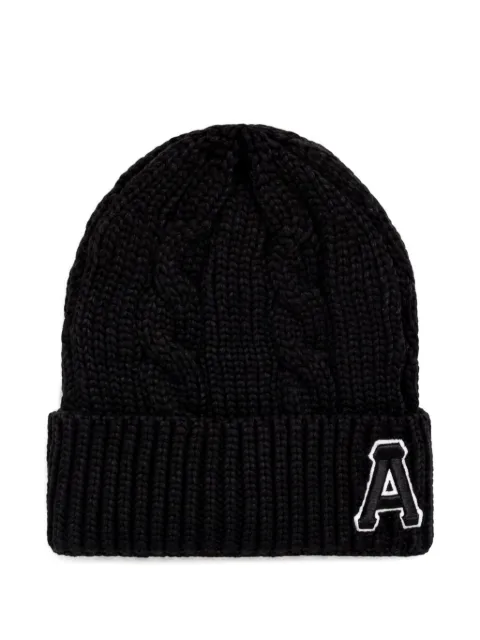 AAPE BY *A BATHING APE® cable-knit logo-patch beanie hat