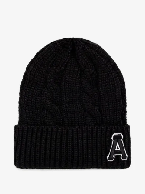 AAPE BY *A BATHING APE® cable-knit logo-patch beanie hat