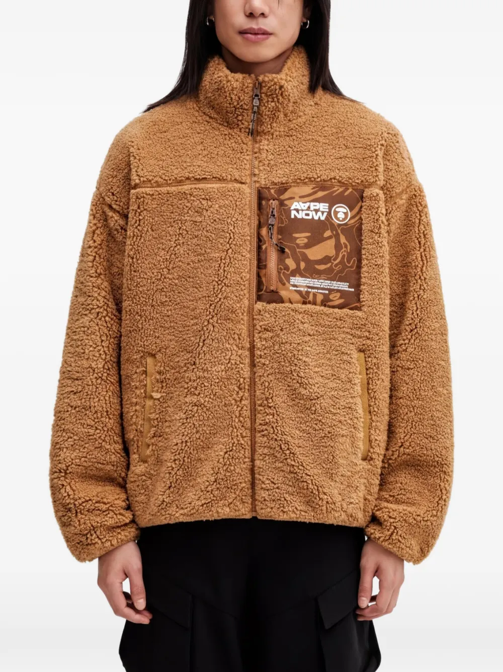 AAPE BY *A BATHING APE® zip-up fleece sweatshirt - Marrone