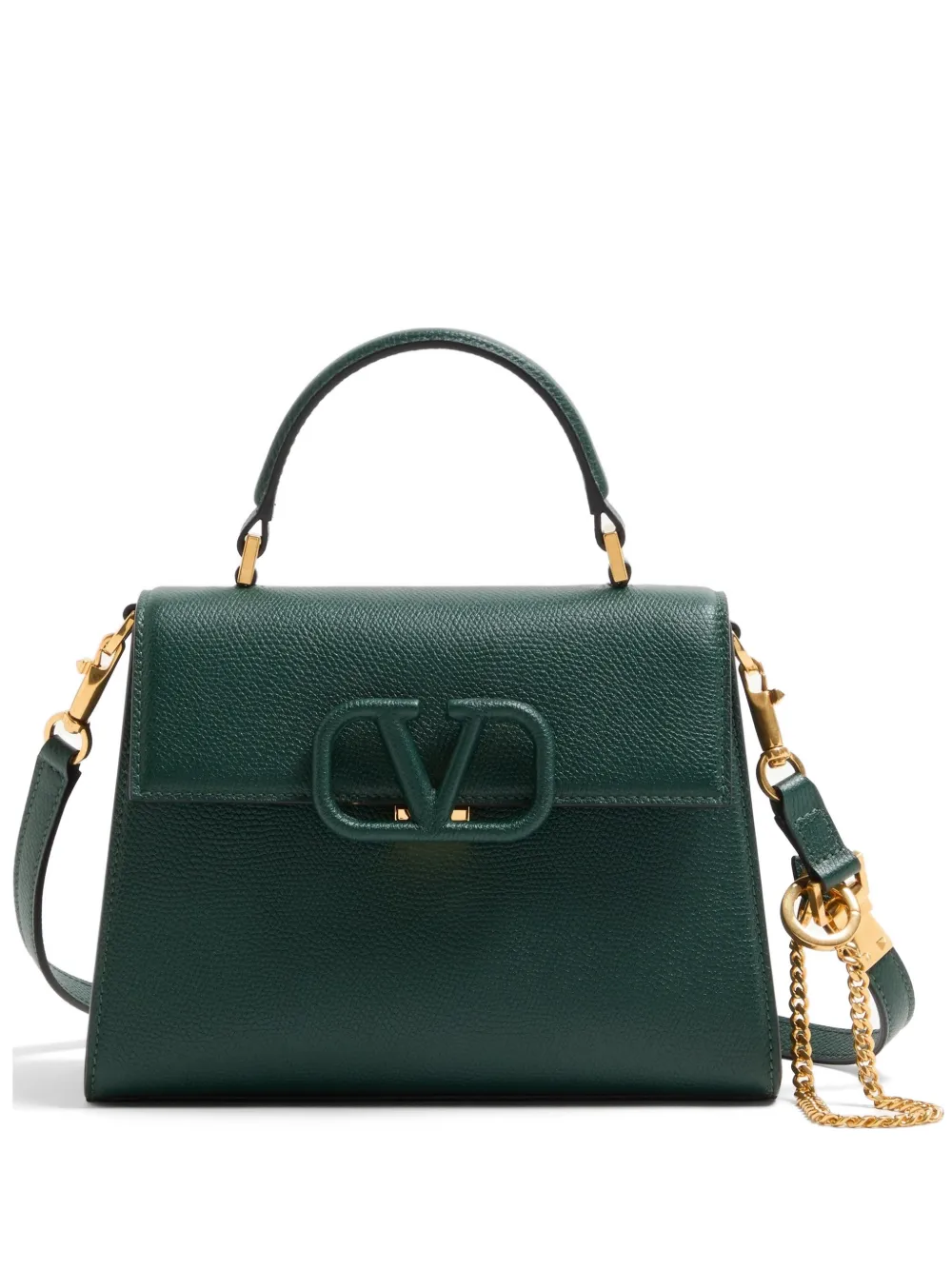 Valentino Garavani Borsa a mano VSLING piccola in pelle di vitello zigrinata - Verde