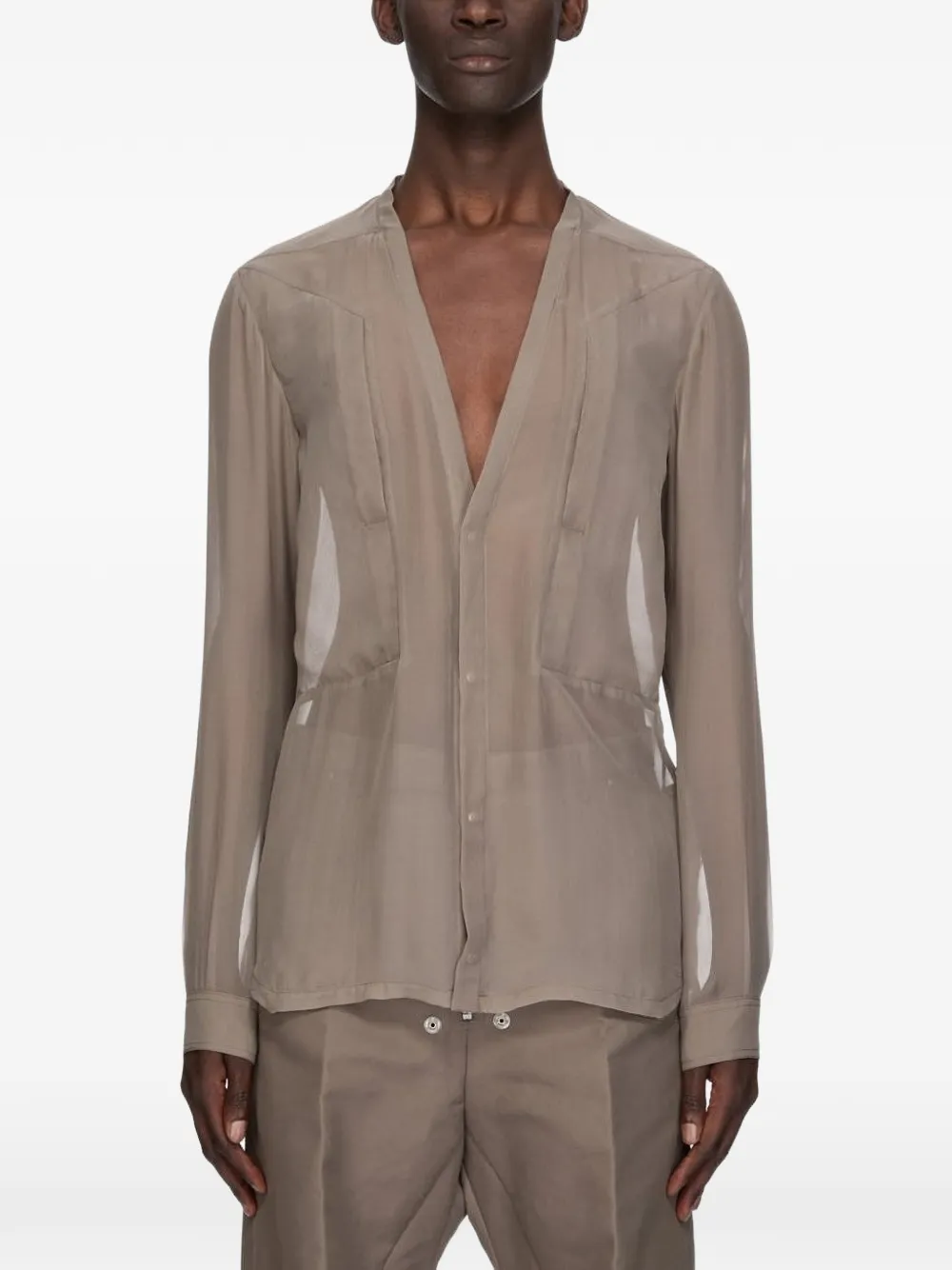 Rick Owens Larry Fogpocket semi-sheer shirt - Neutrals