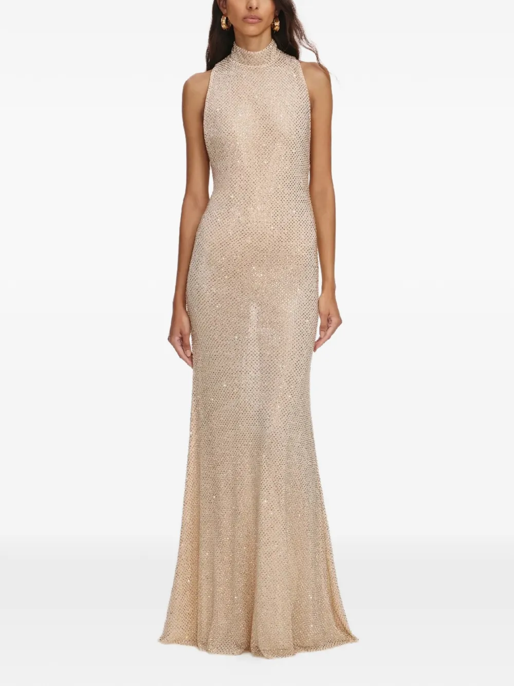 Self-Portrait crystal embellished maxi dress - Toni neutri