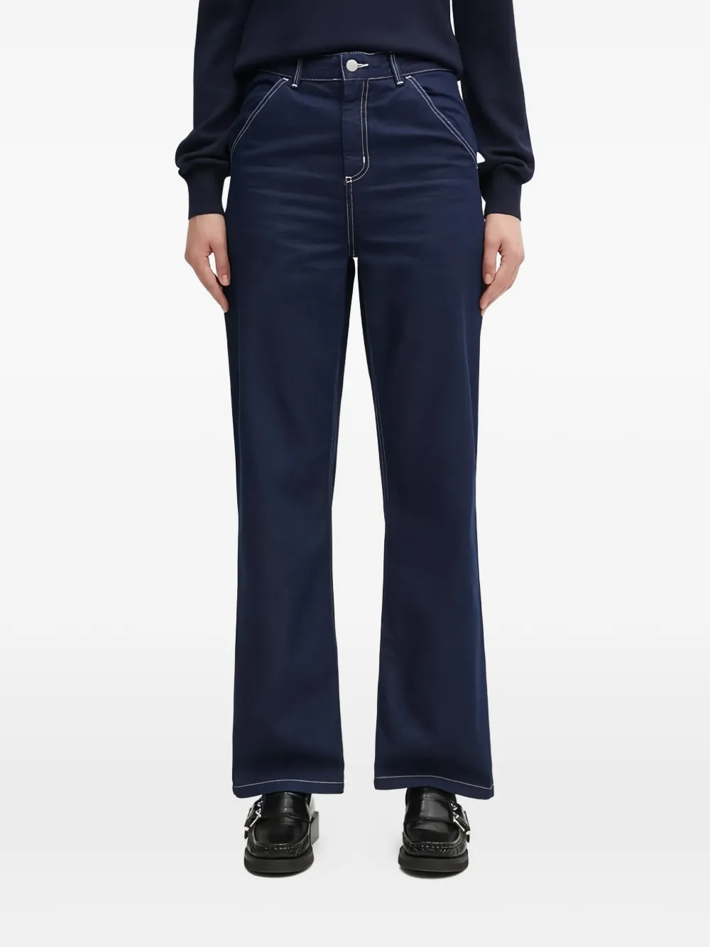 Carhartt WIP Simple contrast-stitch flared jeans - Blu