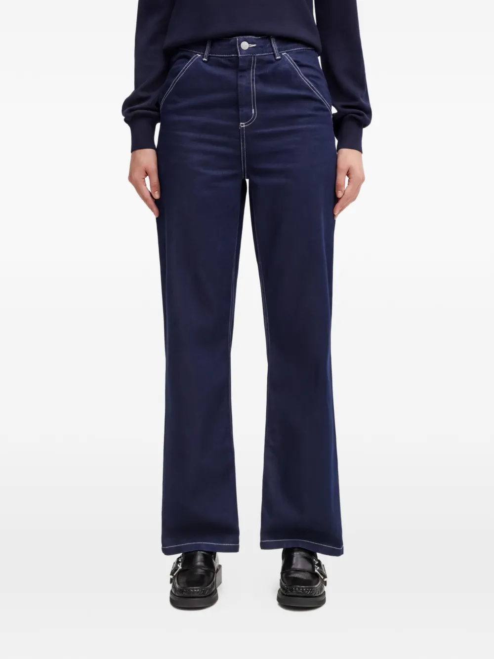 Carhartt WIP Simple contrast-stitch flared jeans - Blu