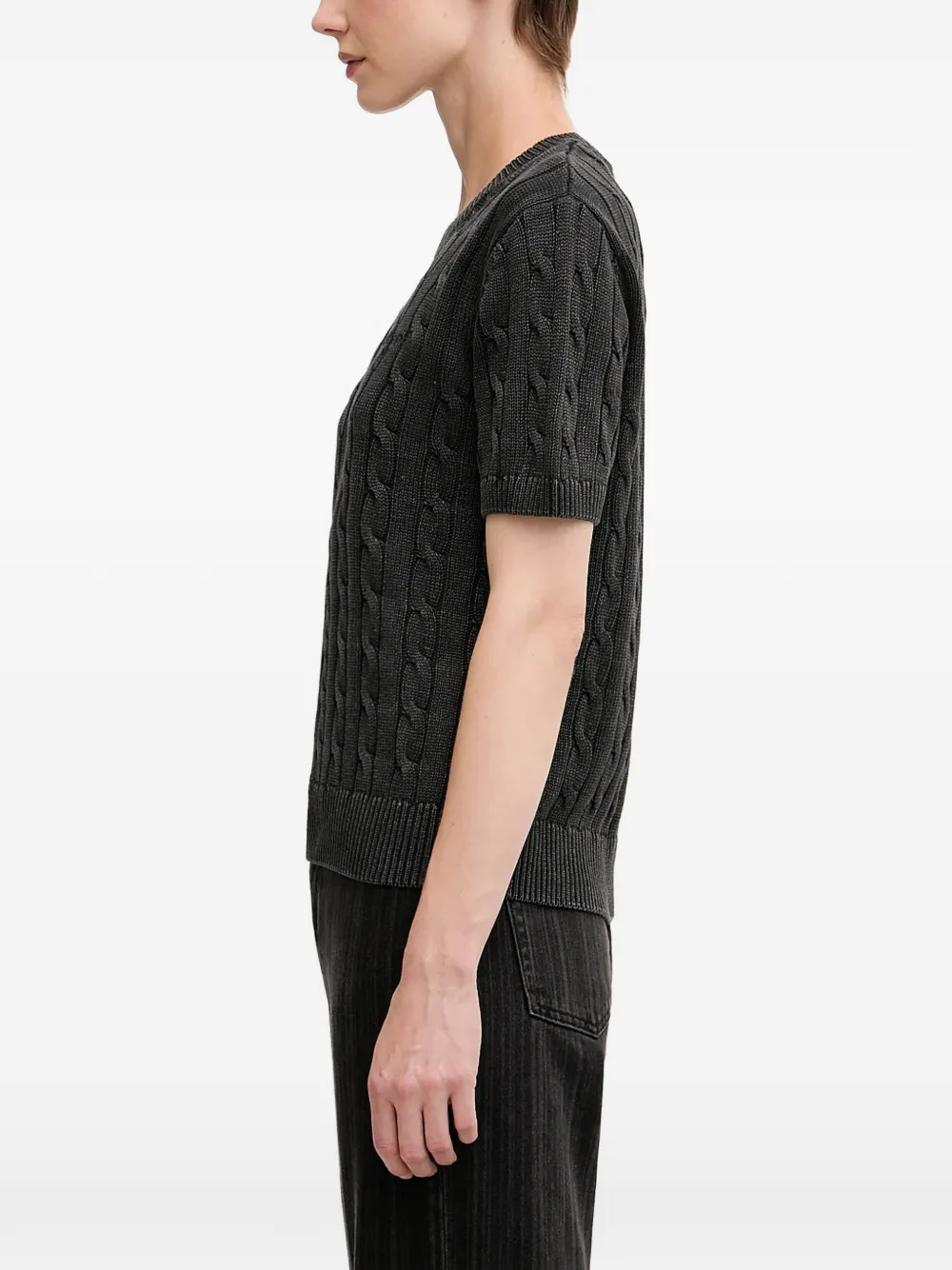 Carhartt WIP Kabelgebreide trui met korte mouwen Grijs