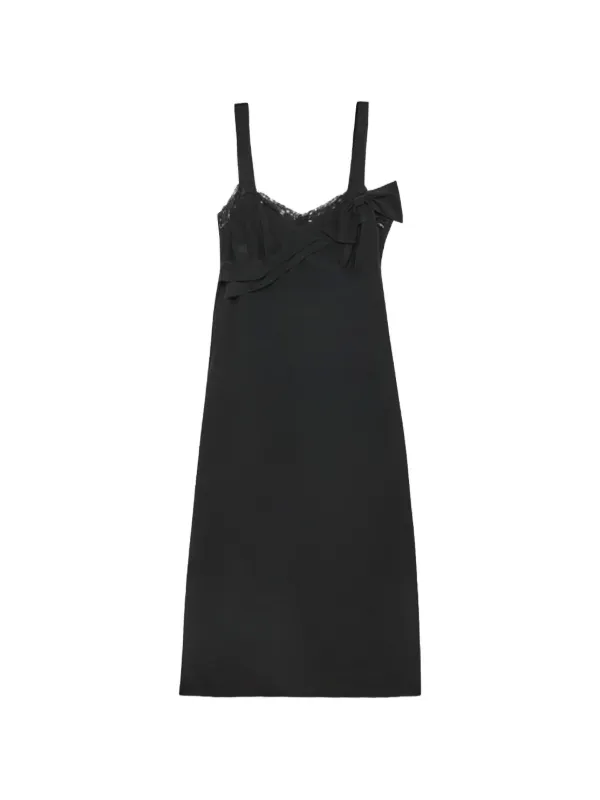 Simone Rocha Bow Sash Lace-detail Midi Dress in Black