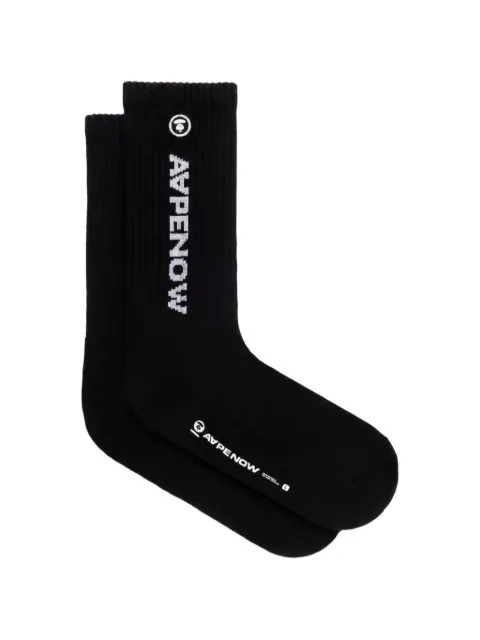 AAPE BY *A BATHING APE® logo-lettering ribbed-knit socks