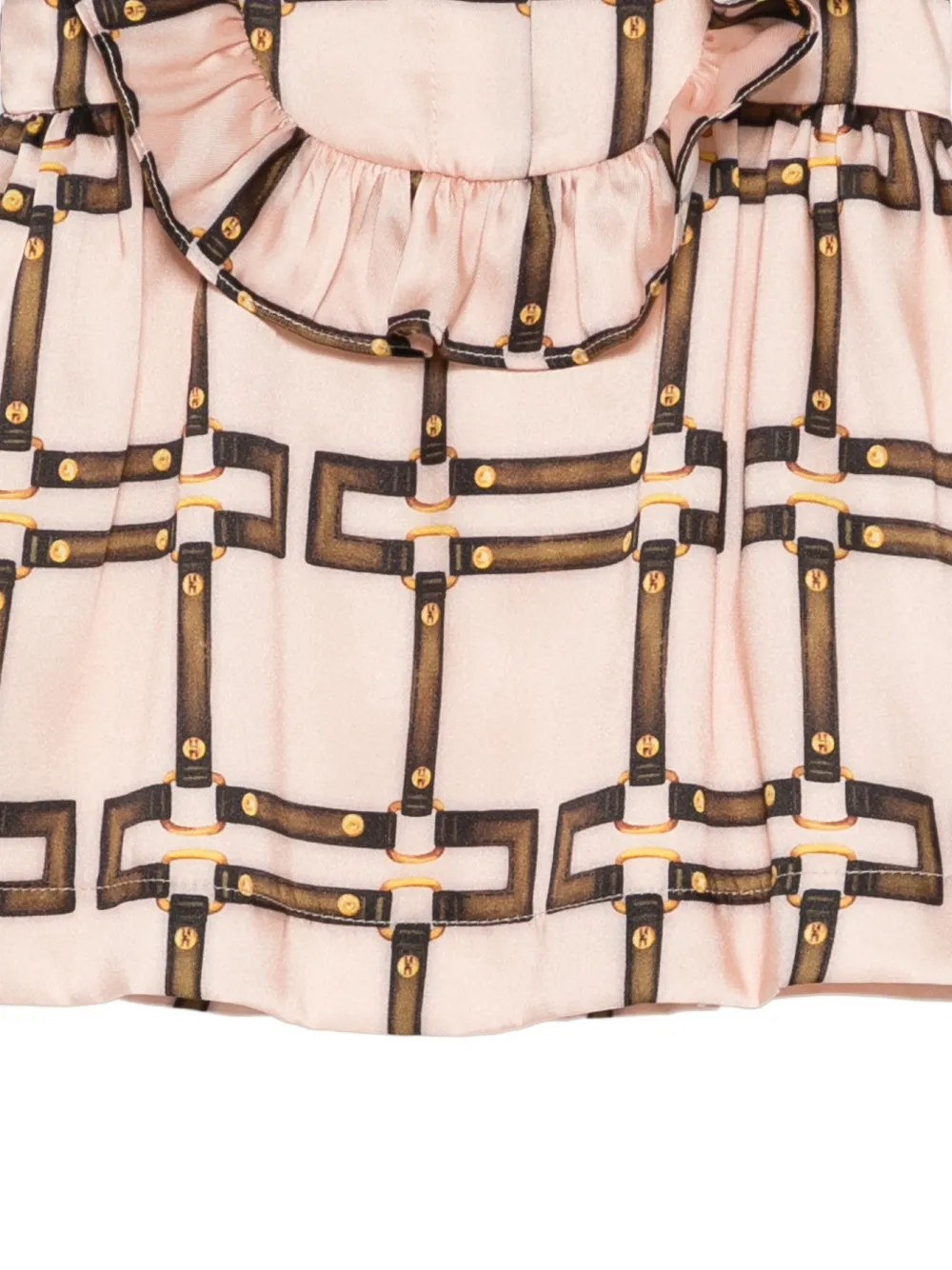 Elisabetta Franchi La Mia Bambina Jurk met print en ruches Beige