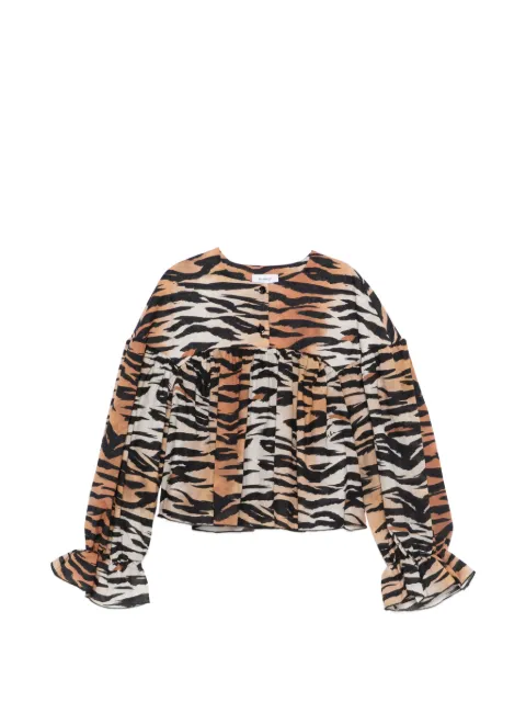 Pinko Kids blusa con animal print y volantes