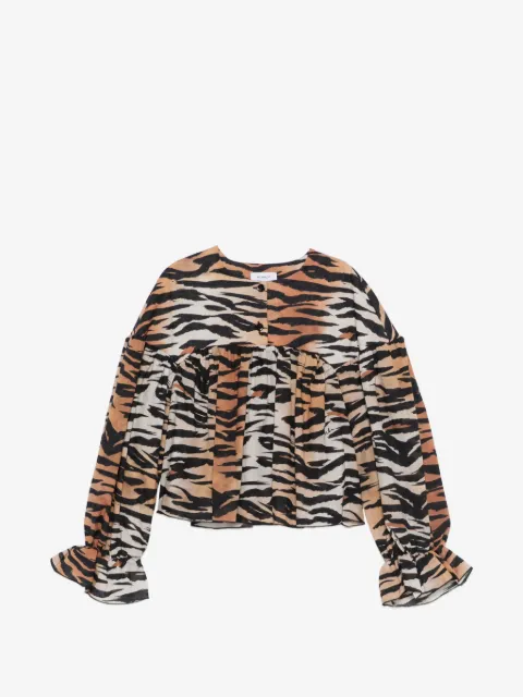 Pinko Kids blusa con animal print y volantes