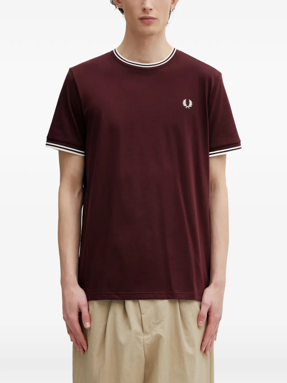 Fred Perry logo-embroidered T-shirt - Rosso