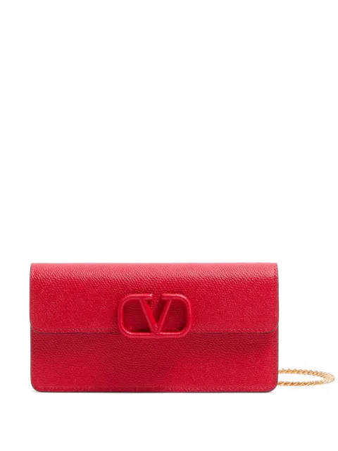 Valentino Garavani VLogo Signature grainy calfskin wallet with chain