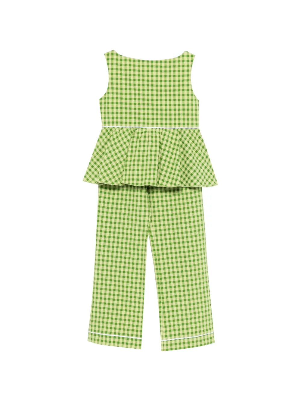 La Stupenderia gingham-pattern peplum-hem trousers set - Verde