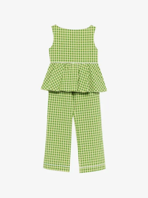 La Stupenderia gingham-pattern peplum-hem trousers set
