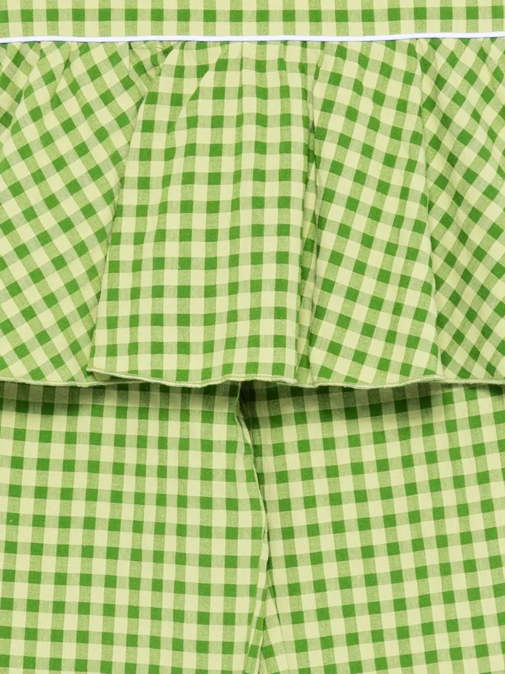  La Stupenderia Gingham-pattern Peplum-hem Trousers Set - Green 