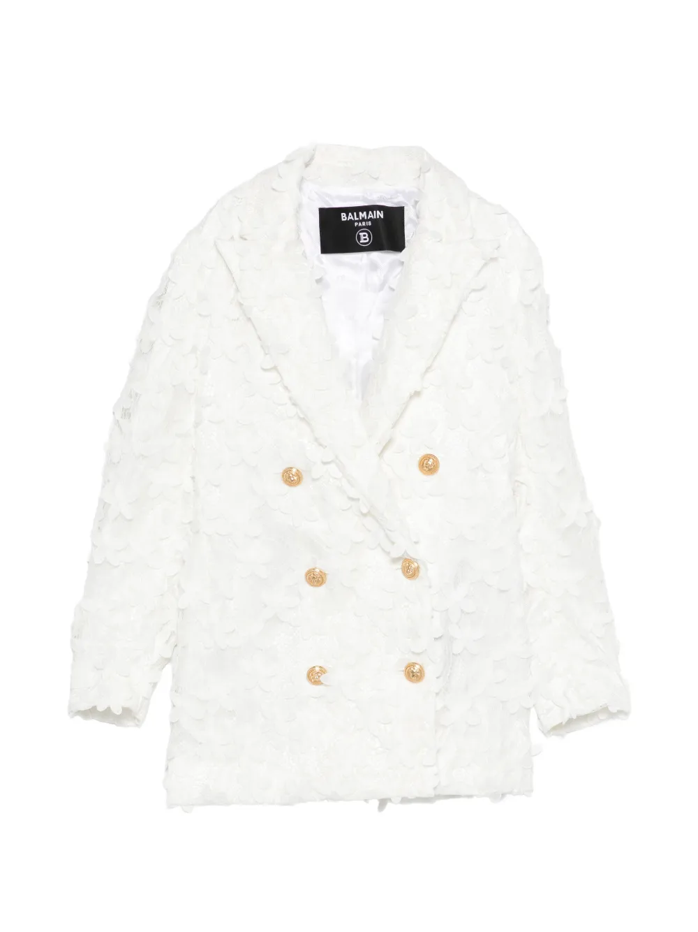 Balmain Kids floral double-breasted blazer - Bianco