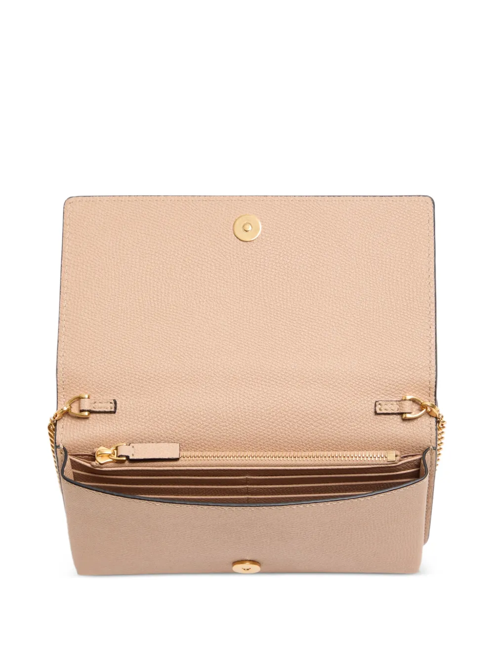 Valentino Garavani VLogo Signature portemonnee van bewerkt kalfsleer met ketting Beige