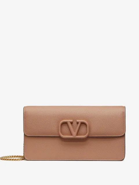 Valentino Garavani VLogo Signature grainy calfskin wallet with chain